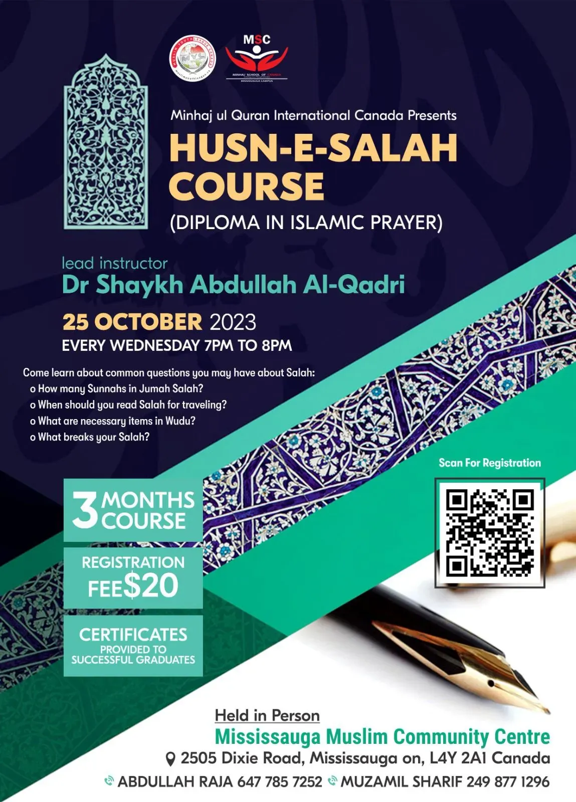 Original 2023 Husn-e-Salah course poster with instructor and course details